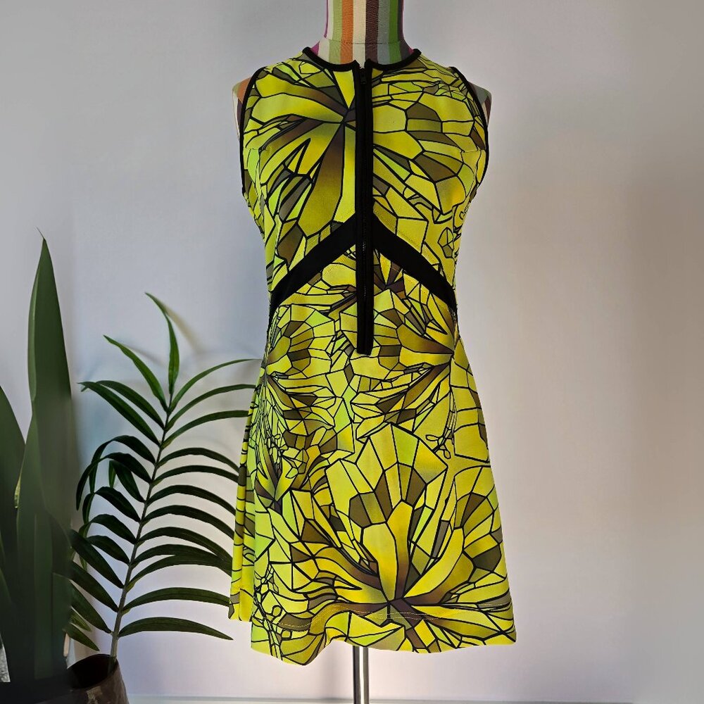 Mauna Kea Yellow Graphic Mini Dress S (Unique! Perfect for music festival!)